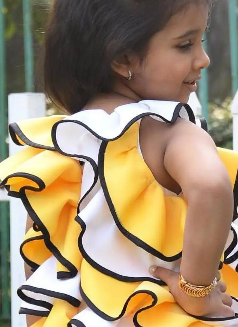 Yellow plain cotton dress