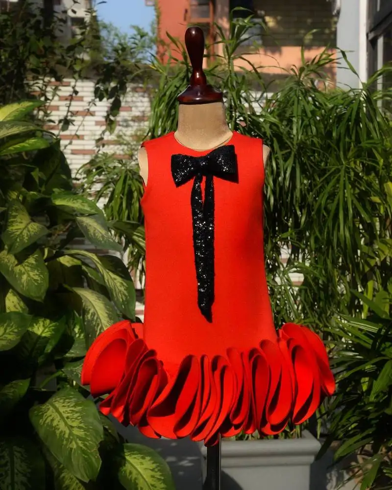 Red embroidered cotton dress