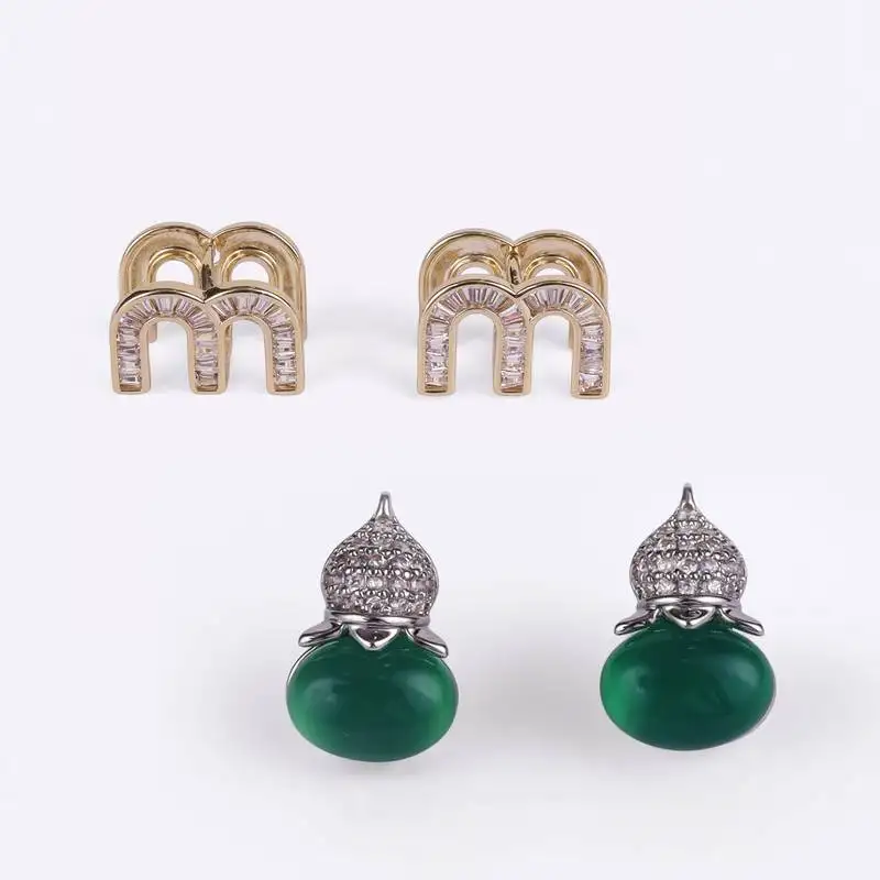 Crystal letter m charm gold plated combo set of 2 stud earring for women