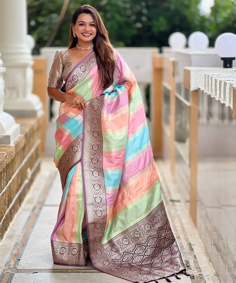 Wine faux banarasi silk blend saree with blouse