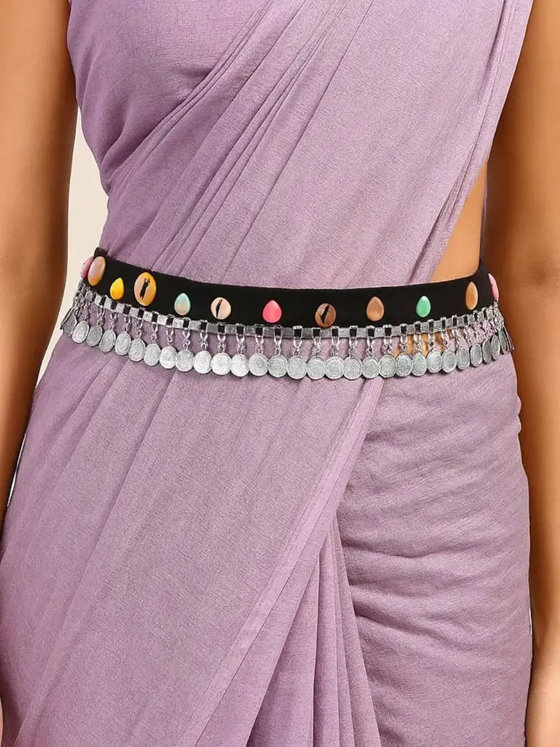 Navratri silver oxidised traditional adjustable kamarband::Belly chain::Hip chain::Wait chain for women