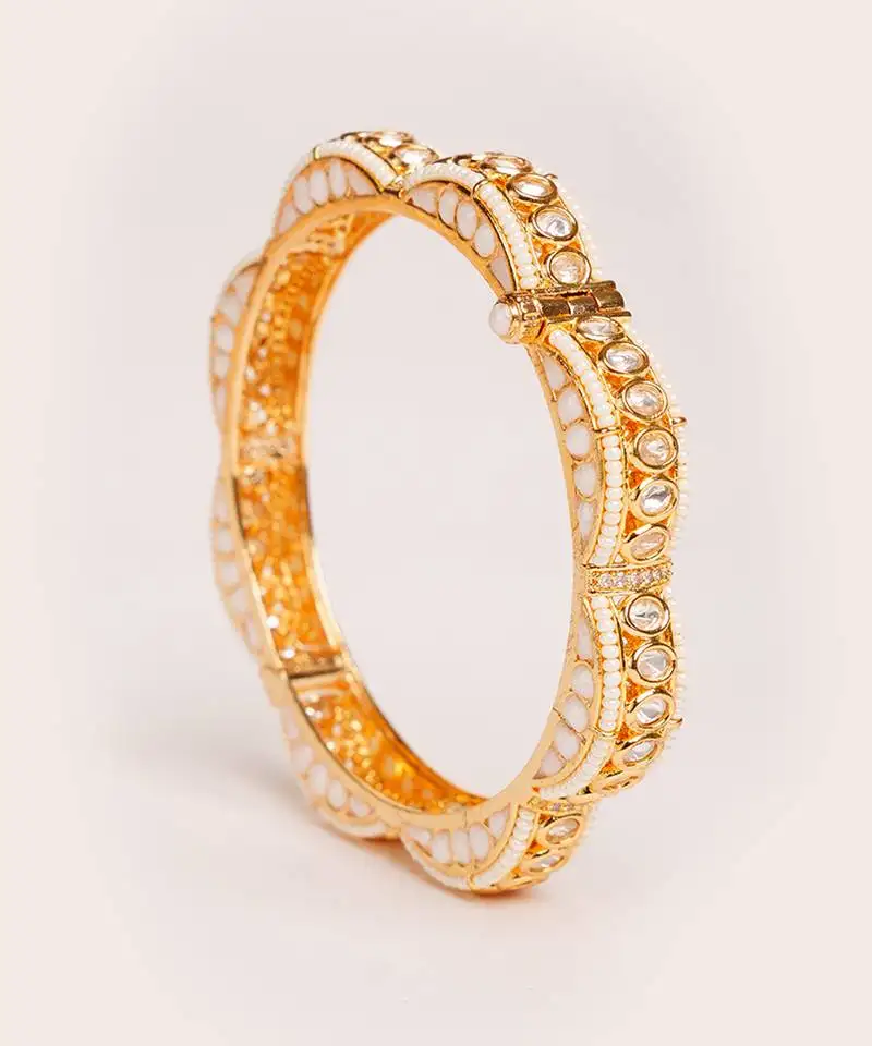 Gold plated kundan bangles