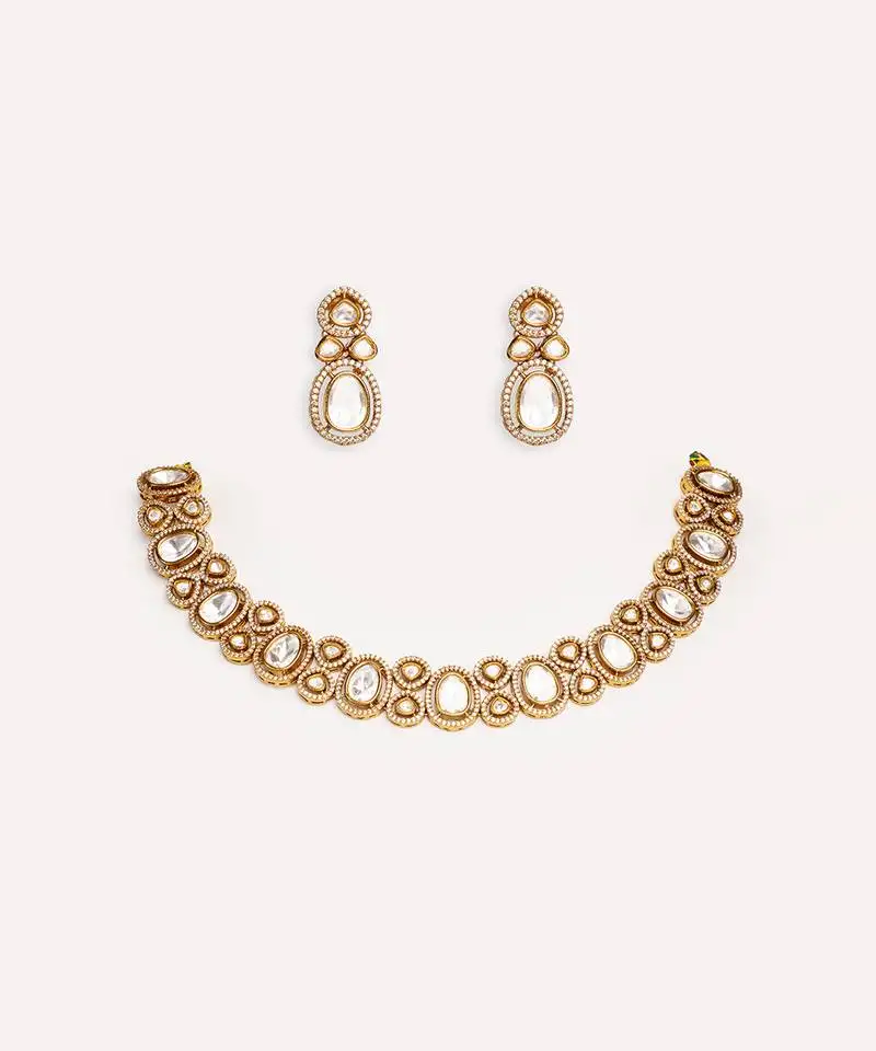 Gold plated zircon necklace set