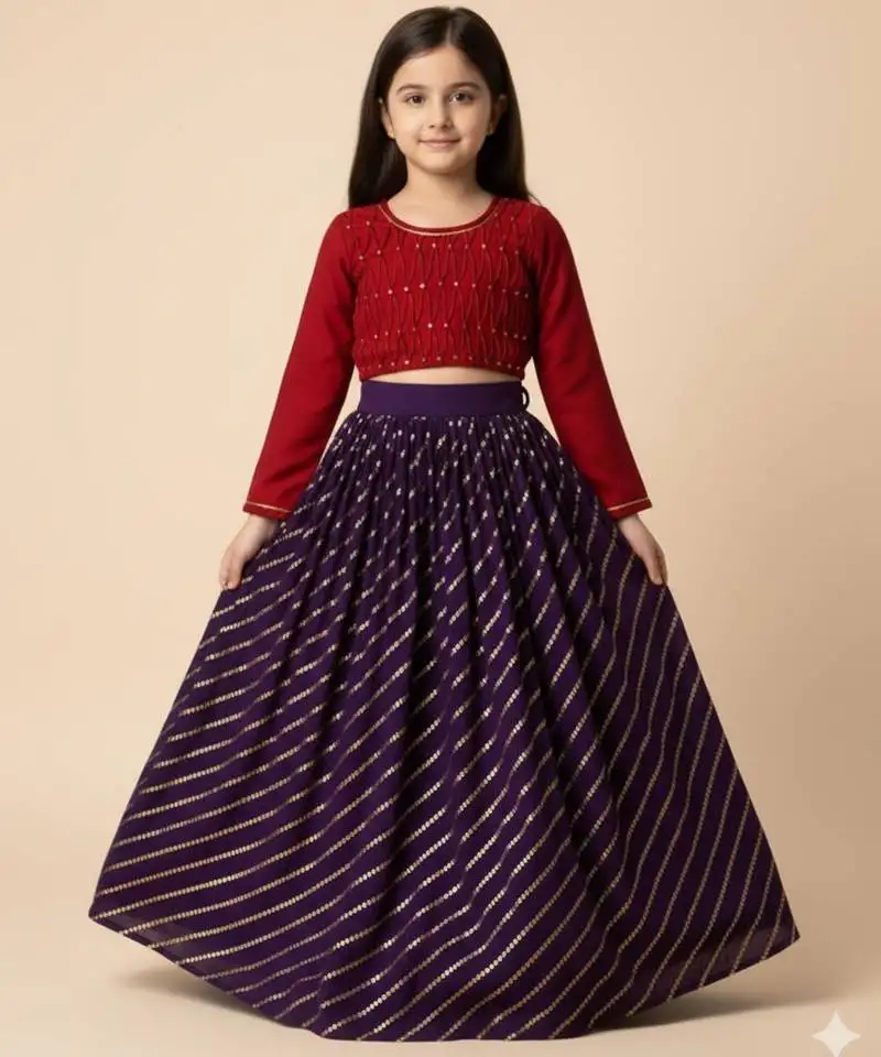 Cotton silk & cotton top & lehenga