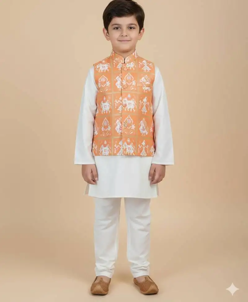 Silk & cotton satin kurta pyjama jacket