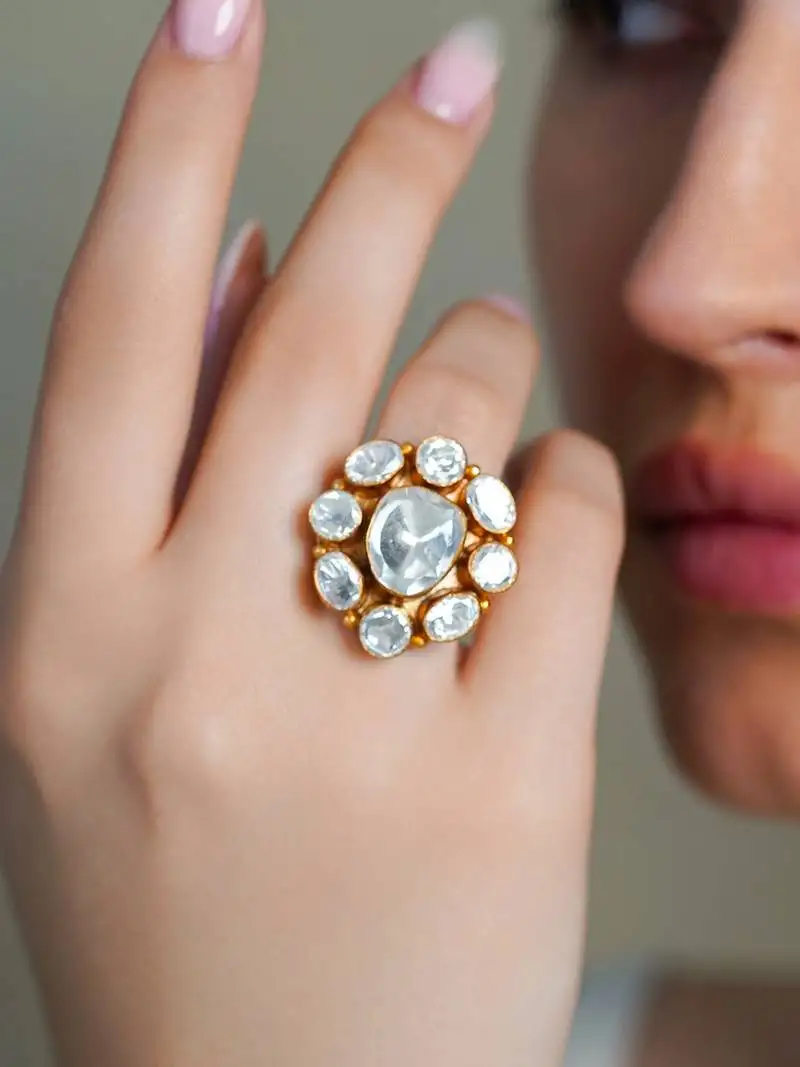 Gold plated kundan rings