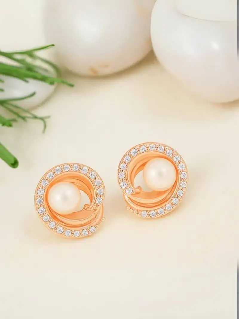 Rose special fashion cubic zirconia american diamoand stud earrings for women