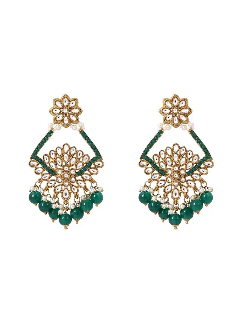 Traditional design handcrafted kundan & pearl earrings for women