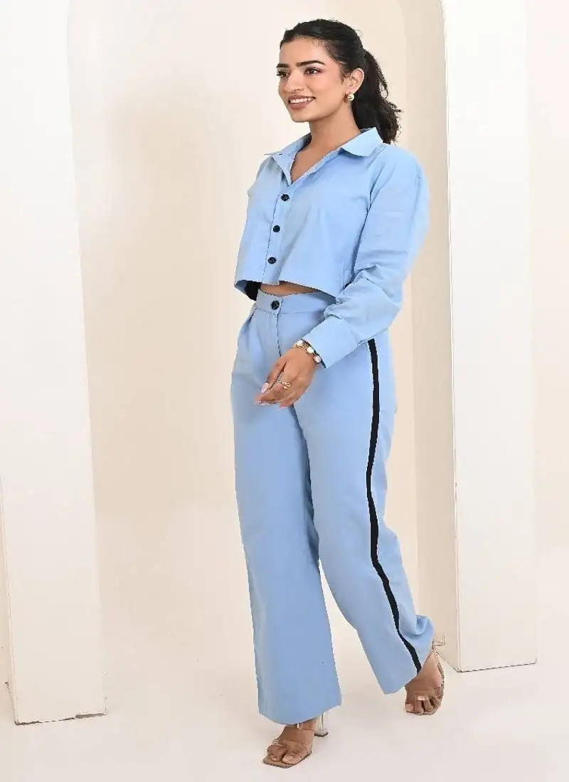 Ice blue cotton coord set