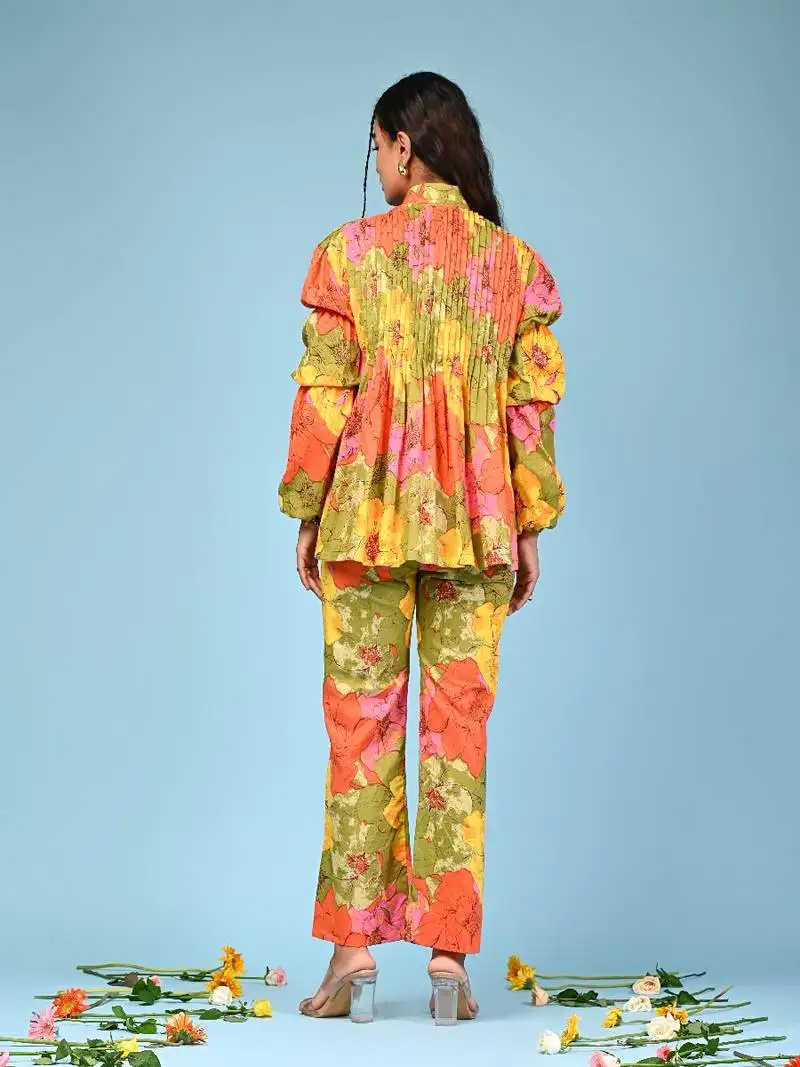 Multicolour printed shirt coord