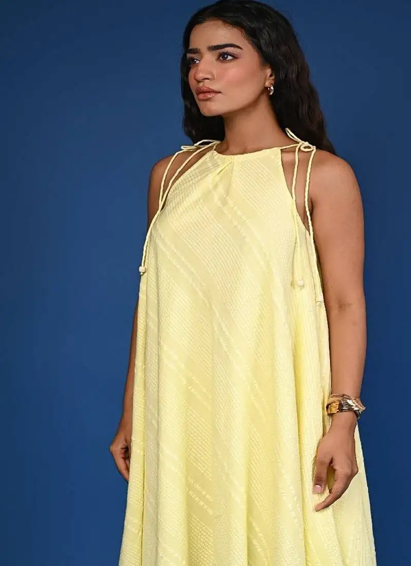 Yellow dobby cotton coord set