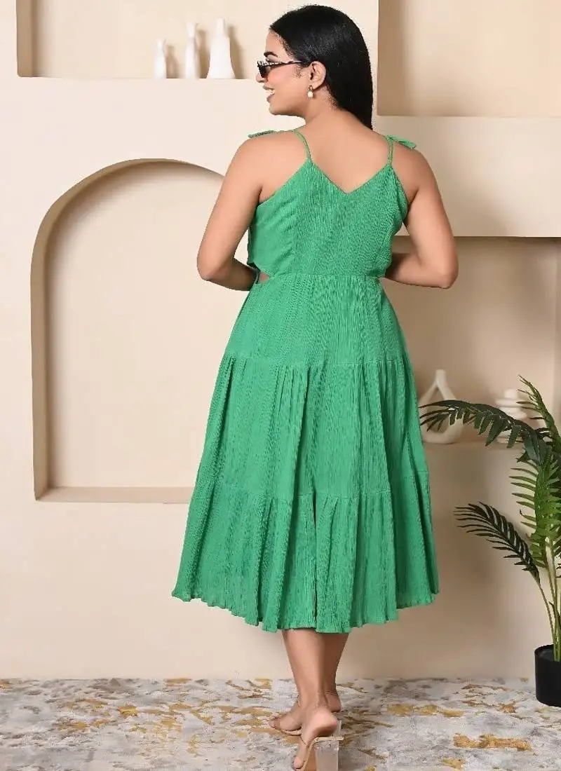 Green cotton crepe dress
