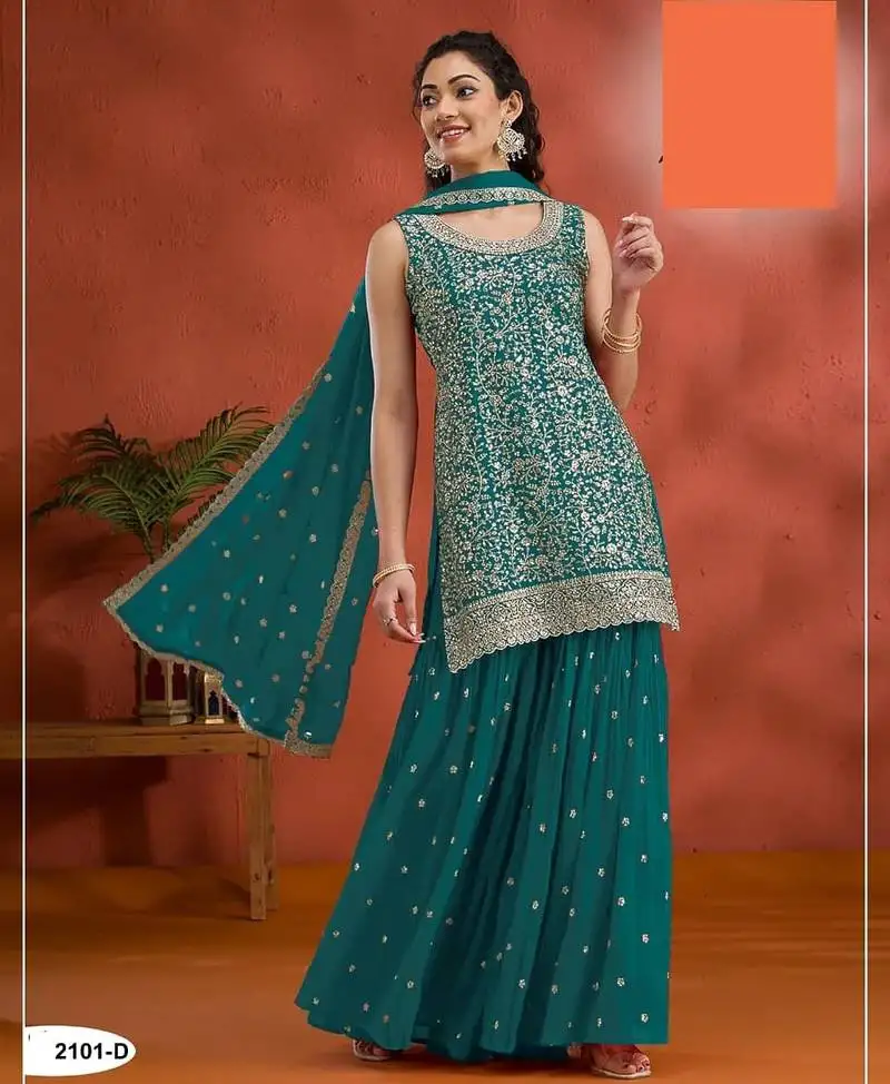Peacock georgette semi stitched wedding suits