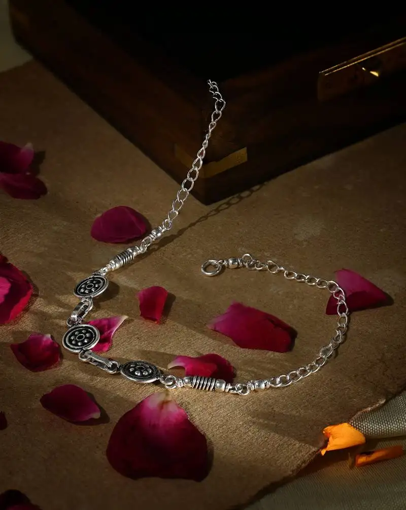 Ethereal charm silver anklet