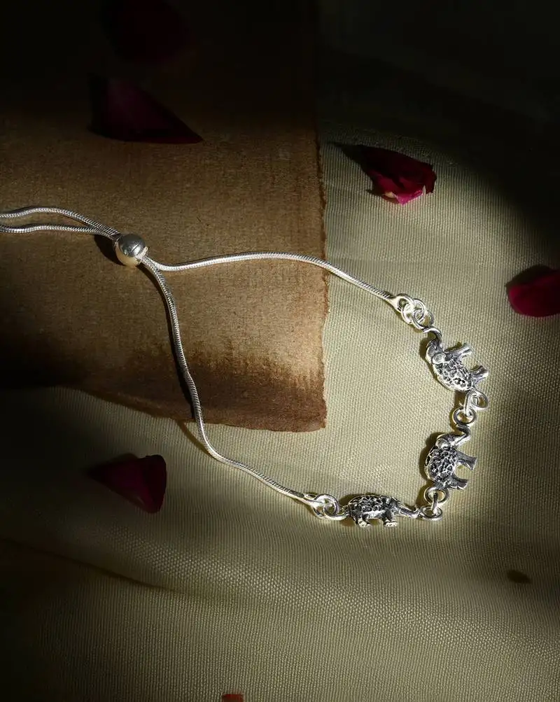 Regal elephant link anklet