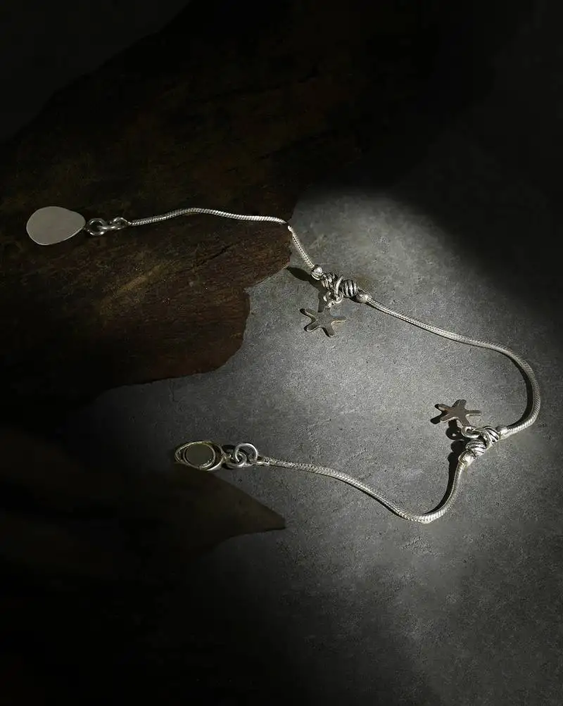 Star charm silver anklet
