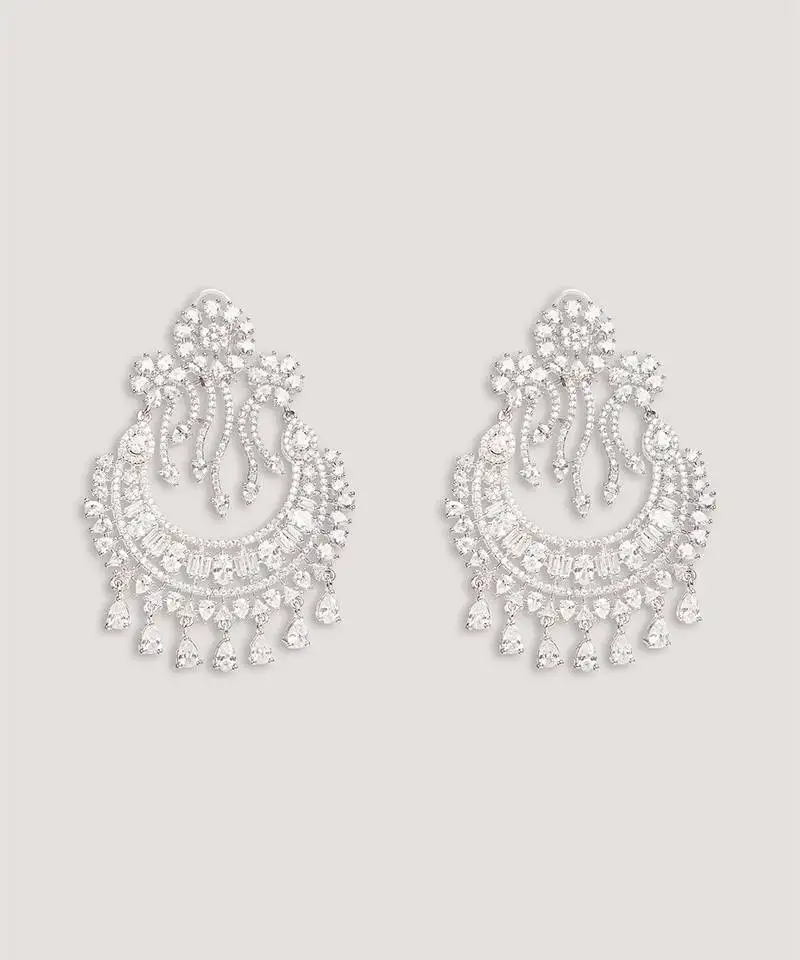 Silevr plated dangler earrings