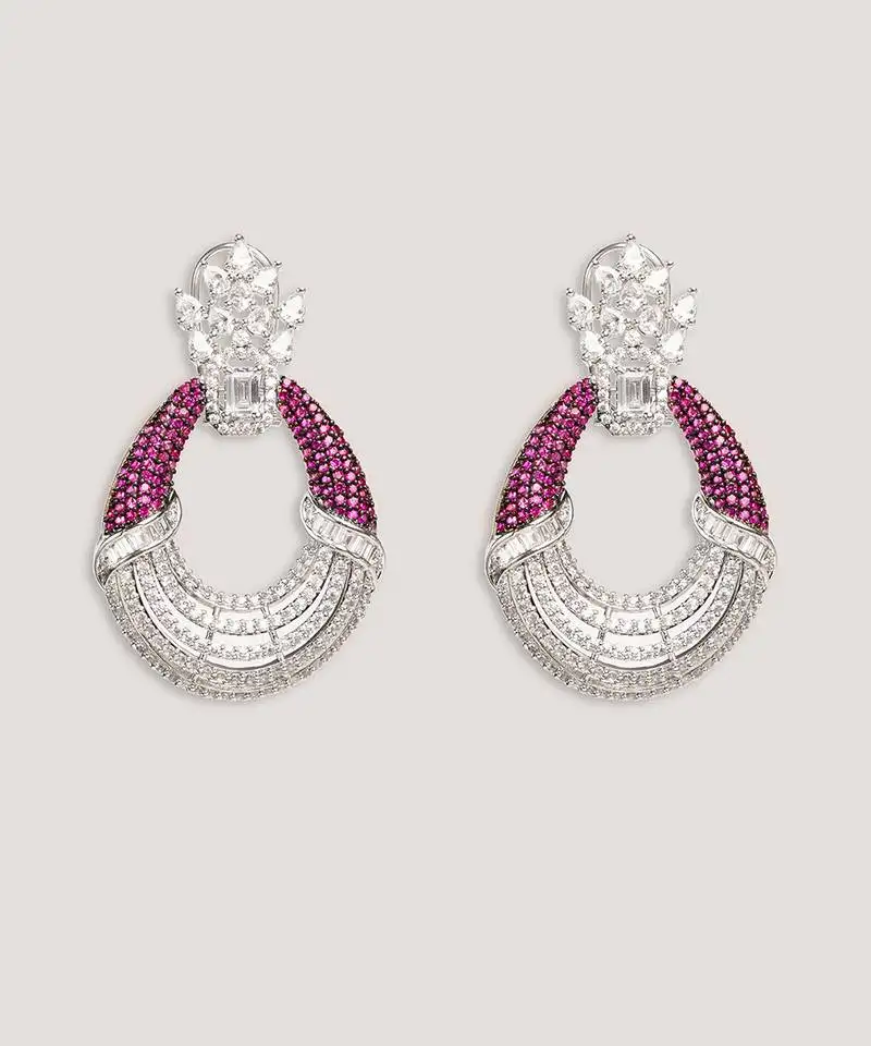 Silevr plated purple earrings