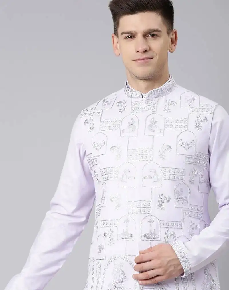 Light purple vivah story jacket kurta set