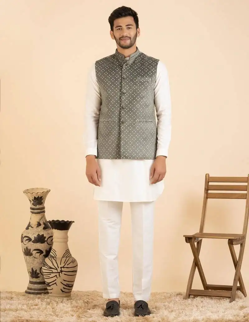 Moleskin velvet jacket kurta set