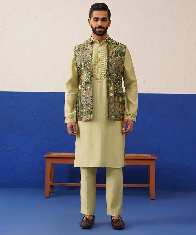 Multi color brocade banarasi jacket set