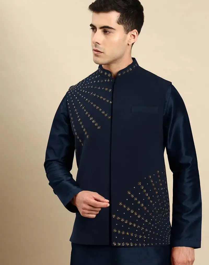 Blue jacket kurta set