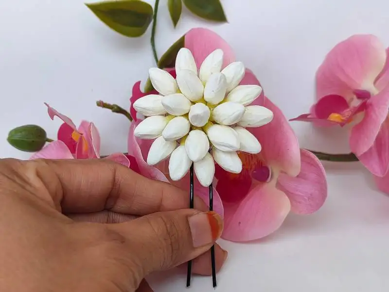 Artificial jasmine flower brooch
