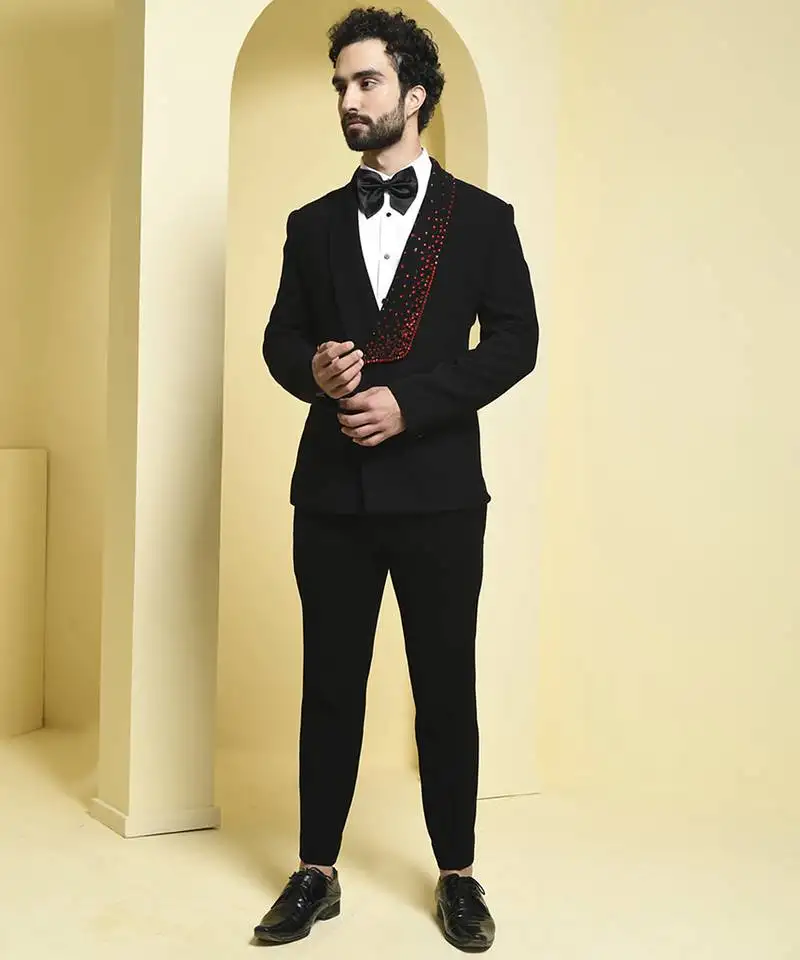 Black plain rayon tuxedo
