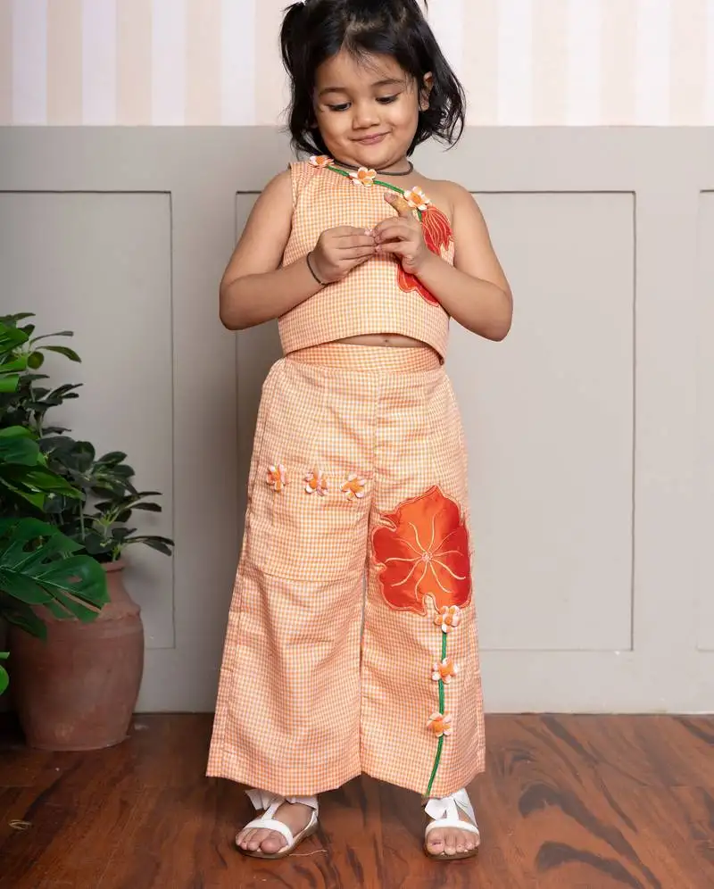 Orange printed cotton co ord set