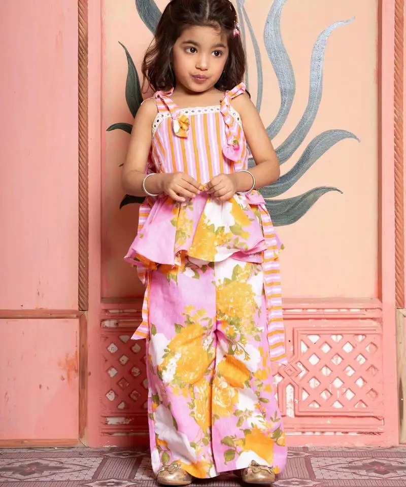 Pink printed linen co ord set