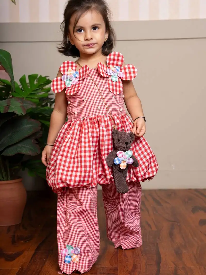 Red printed cotton co ord set