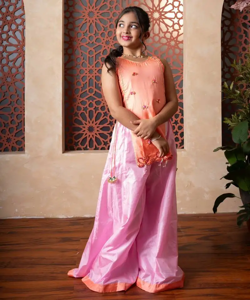 Orange printed silk co ord set