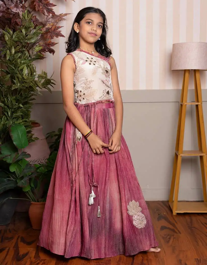 Pink embroidered tissue co ord set