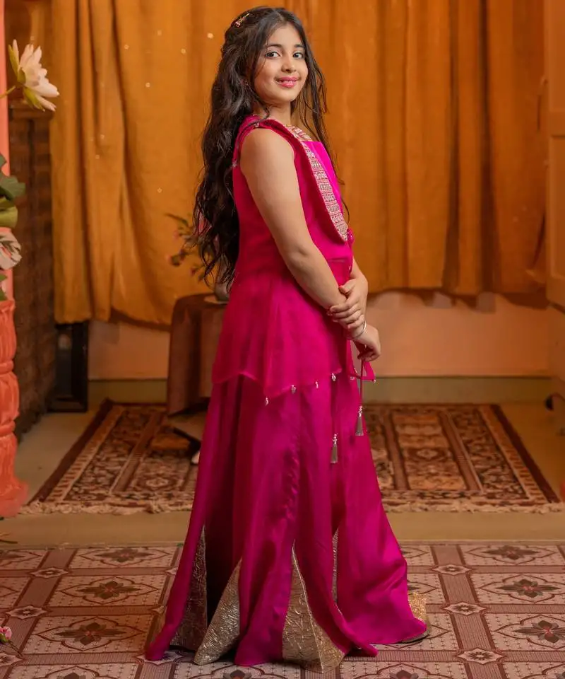 Pink plain silk three piece co ord set