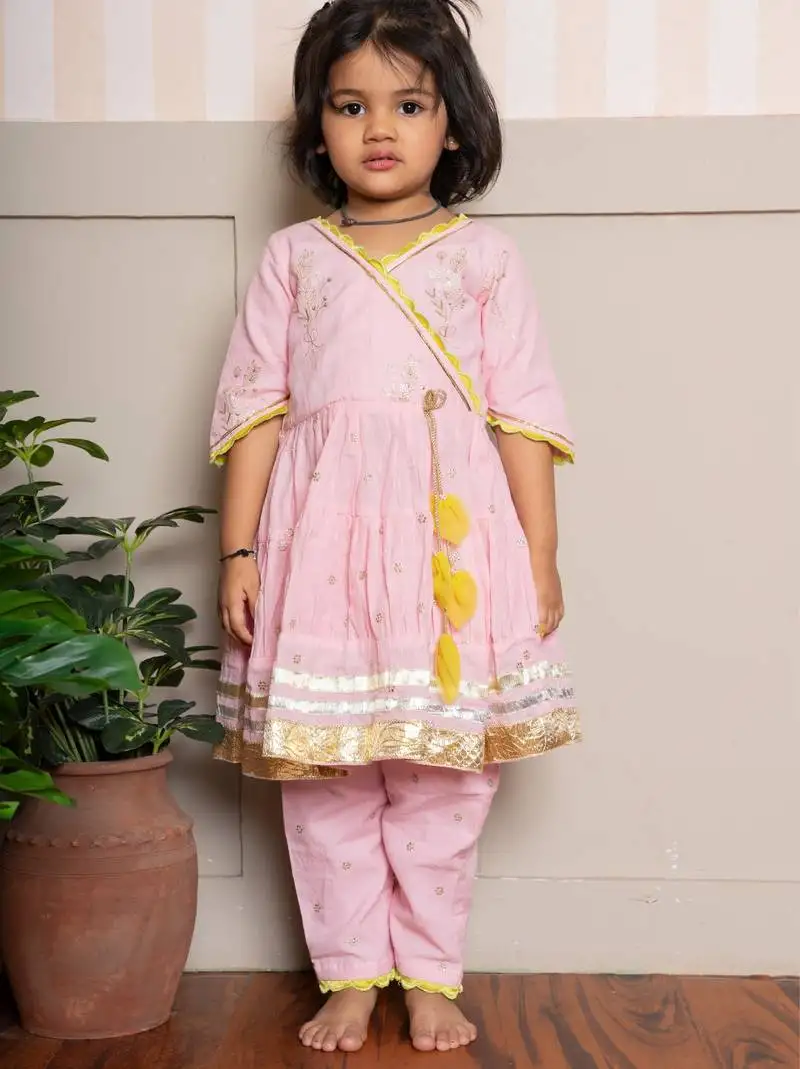 Pink plain chanderi co ord set