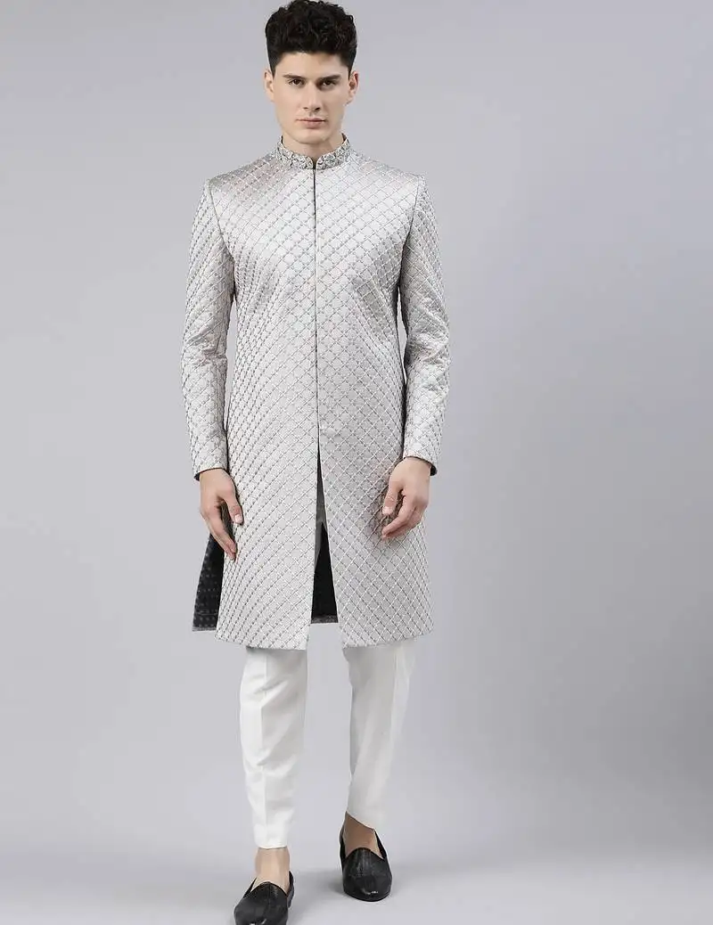 Silky silver classic indo western