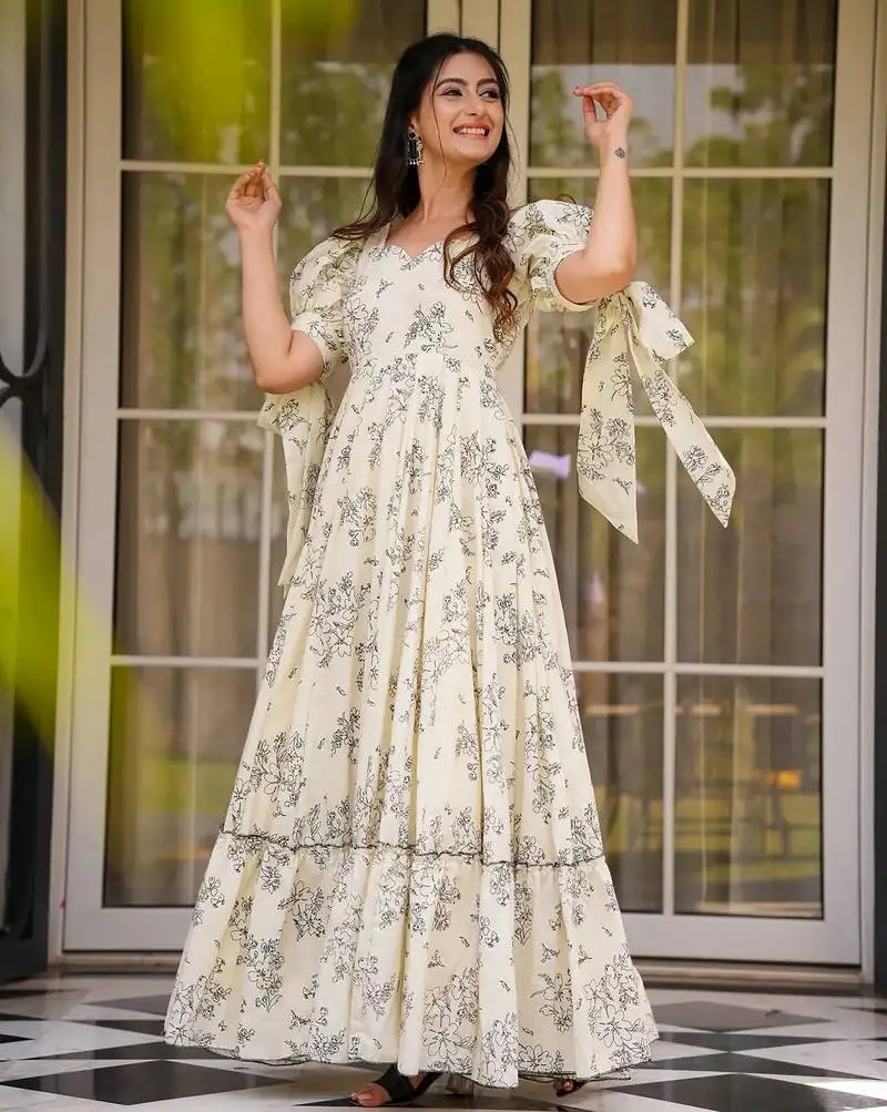 Cream color beautiful partywear attire for trendy girlie looks