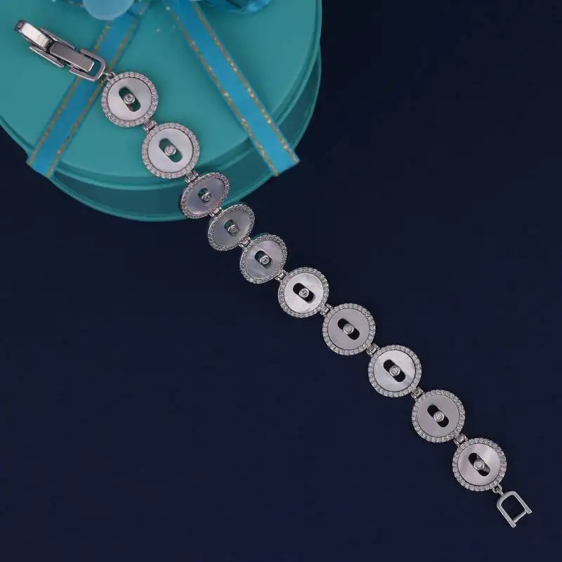 Inspired square shape silver plated free size charm bracelet for women