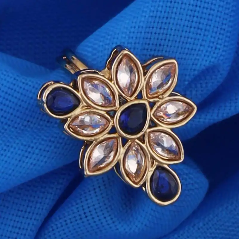 Modern oval shape gold plated adjustable finger ring for women