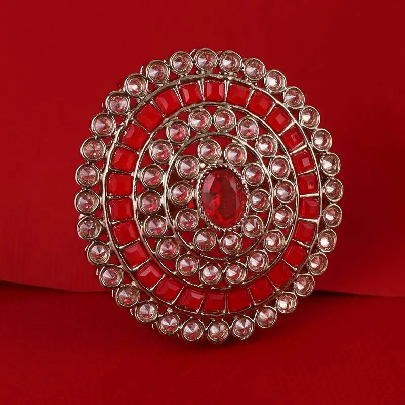 Glorious round shape gold plated adjustable finger ring for women