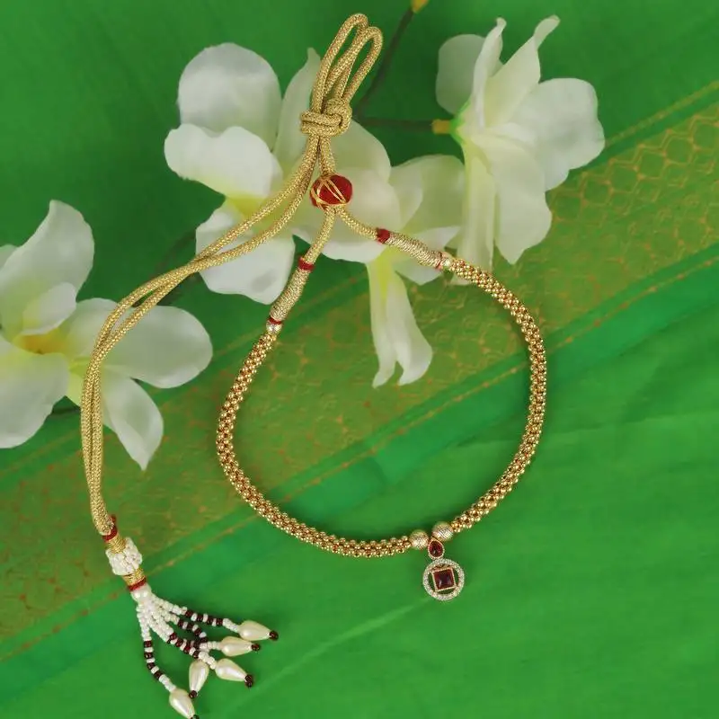 Traditional round and oval shape golden balls gold plated choker necklace for women