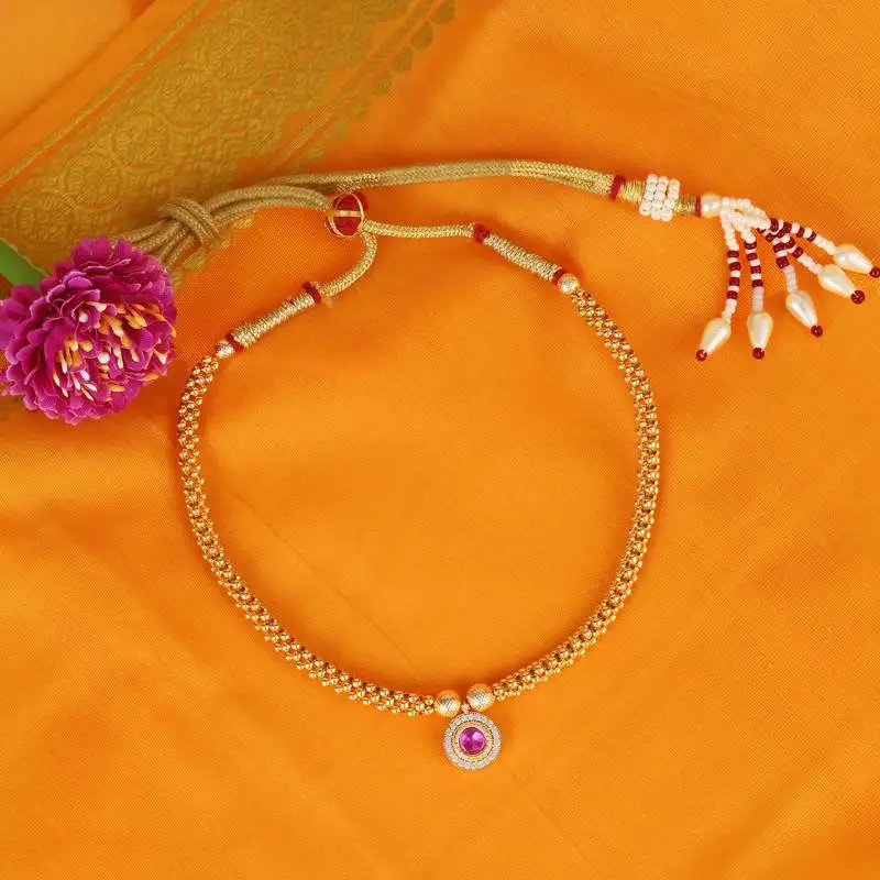 Traditional royal round shape golden balls gold plated choker necklace for women