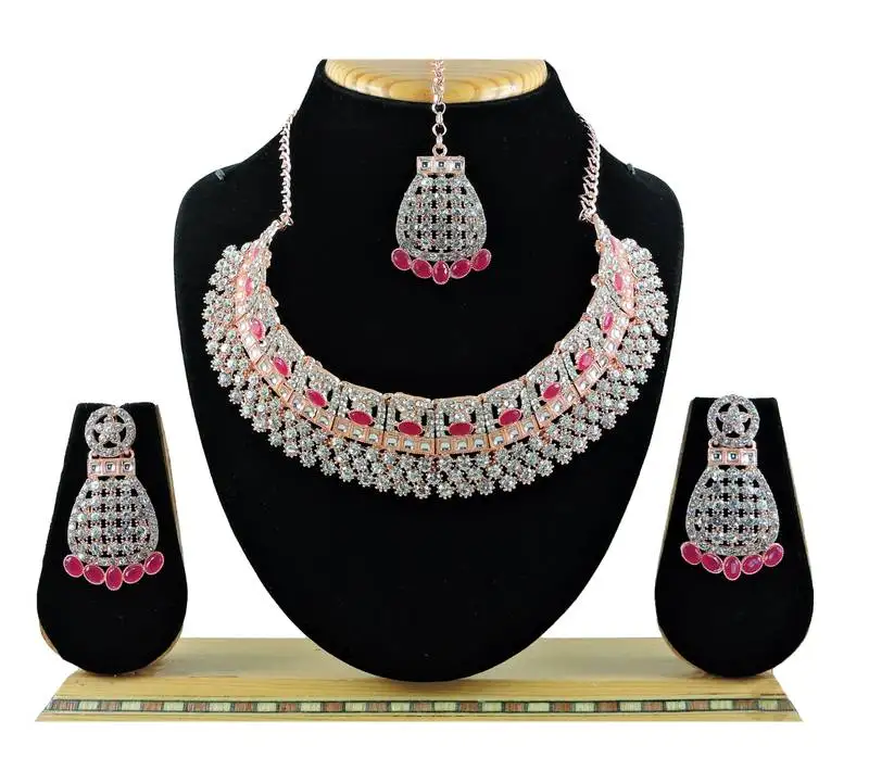 Red designer function wear ad necklace set