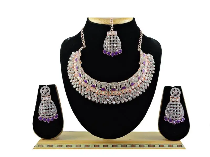 Purple designer function wear ad necklace set