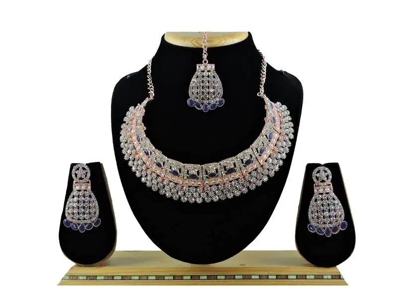Blue designer function wear ad necklace set