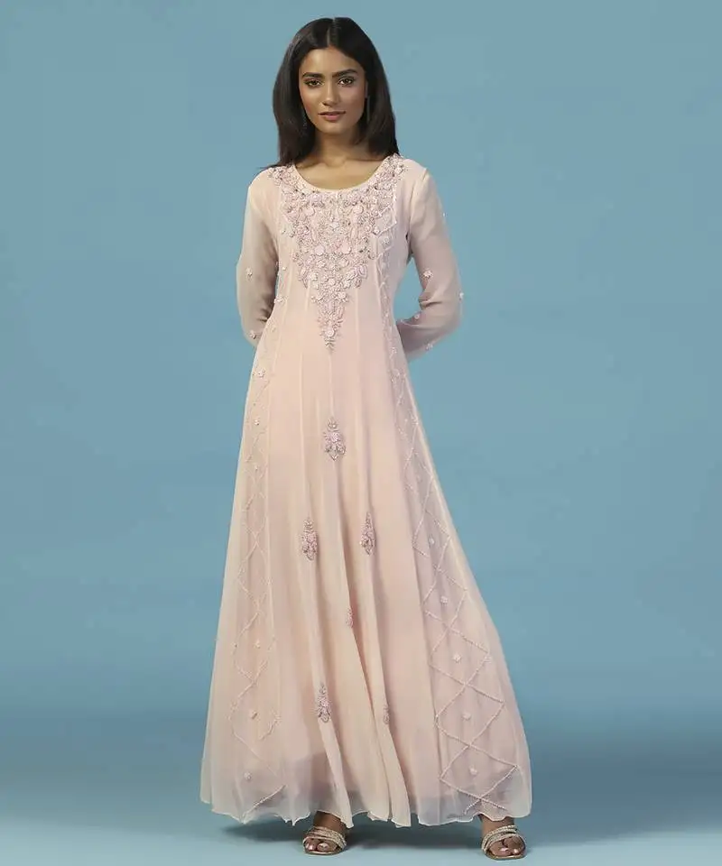 Pink georgette embroidered anarkali