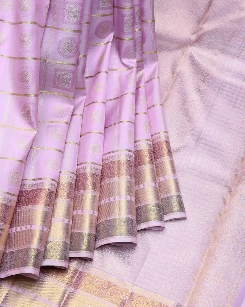 Electric lavender pure zari silk saree with silk mark certified