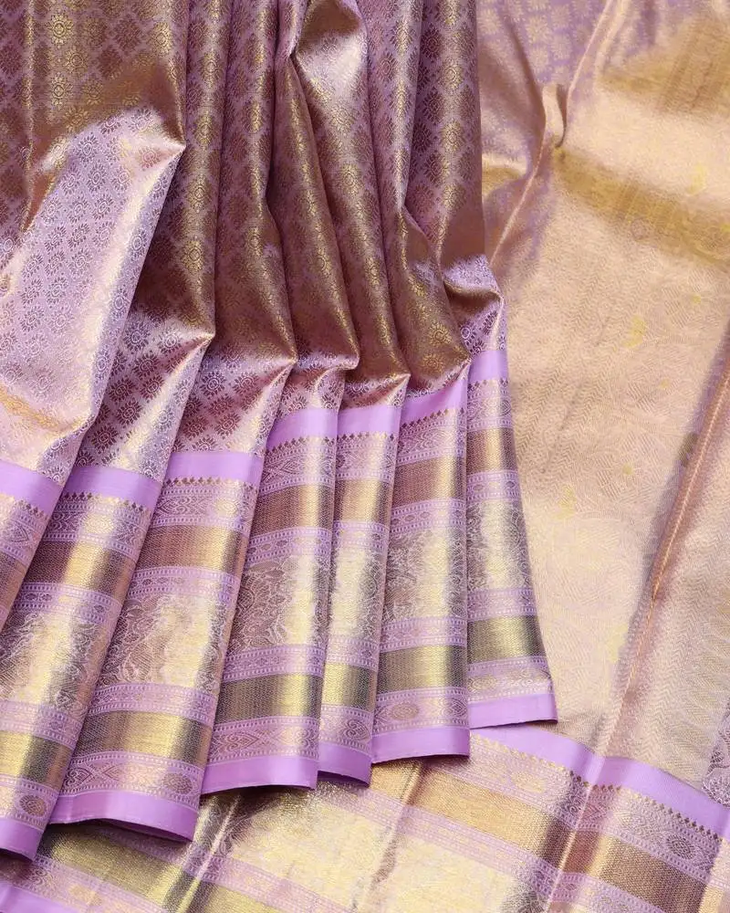 Lavender pure zari silk saree with silk mark certified