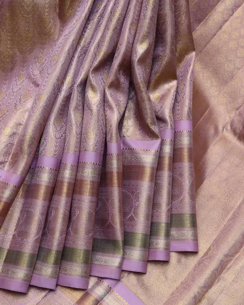 Lavender tissue pure zari kanjivaram silk saree with silk mark certified