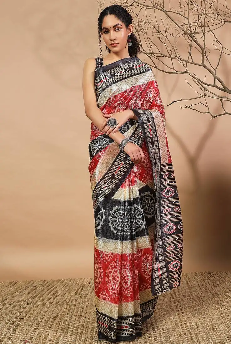 Black tissue printed saree
